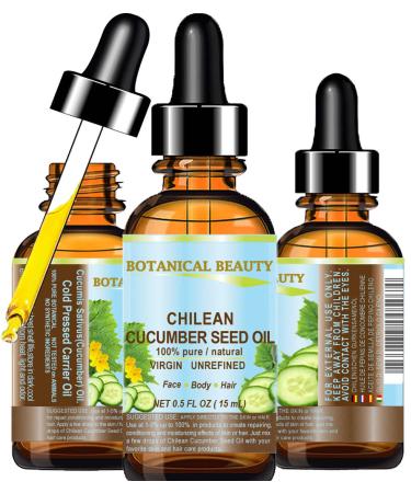 CUCUMBER SEED OIL 100% Pure Natural Virgin Unrefined Cold Pressed Carrier Oil 0.5 Fl.oz.- 15 ml or Face Skin Hair Nails by Botanical Beauty