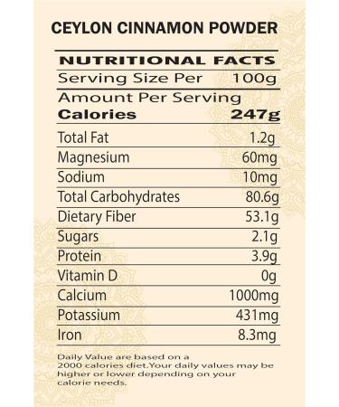 100% Authentic True Ceylon Cinnamon Powder - 200g | Premium Quality, Natural, Vegan - Buy Online on GoSupps.com