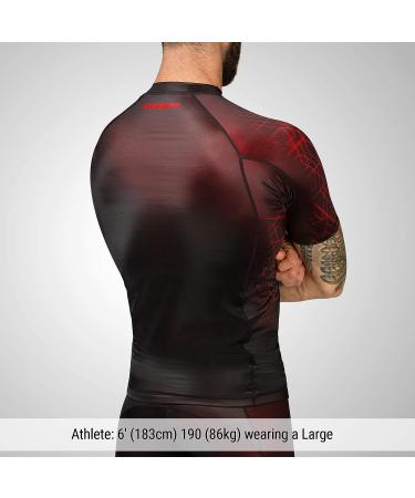 Hayabusa Geo Short Sleeve BJJ Rash Guard - Small, Red - Buy Online on GoSupps.com