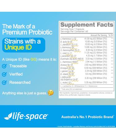 Life-Space Premium Broad Spectrum Probiotics 2 Month Serving 32 Billion CFU & 15 Diverse Strains Formulated for Daily Digestive Health & Immune Health Probiotics for Women & Men 60 Veg Capsules A- Premium Broad Spectru  - Buy Online on GoSupps.com