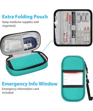 Medmax Insulin Cooling Bag - Portable Diabetic Organizer with 2 Cooling Packs | Water-Repellent Insulated Cooler for Insulin Pens & Accessories (Blue-Green) - Buy Online on GoSupps.com
