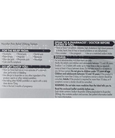 Nurofen Express 256mg Pain Relief Tablets Ibuprofen Pack Of 16 - Buy Online on GoSupps.com