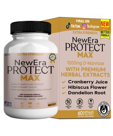 GREENVIFY New Era Protect Max Extra Strength Urinary Support Supplement 60 Veggie Capsules 1000mg D-Mannose with Cranberry Hibiscus Dandelion (1)