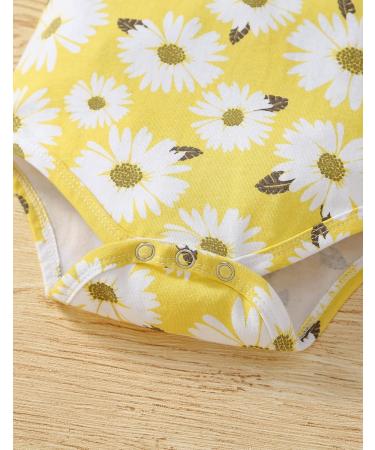 Koonde Baby Girl 3-Piece Outfit Set | Romper, Trouser & Headband | Newborn to 24 Months | 3-6 Months | Yellow + Caramel - Buy Online on GoSupps.com