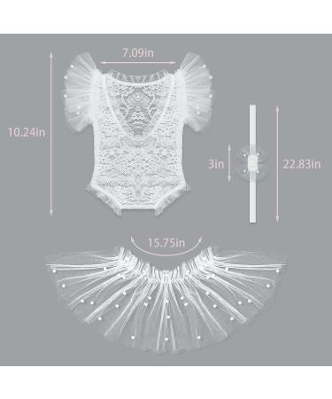 M&G House White Lace Newborn Photography Romper Outfit | Baby Girl Props for Halloween Photoshoot | Short Sleeve (0-2 months) - Buy Online on GoSupps.com