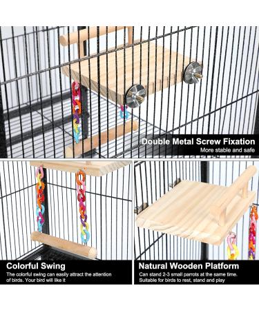 TeTupGa Bird Perches, Toys & Play Gyms - Wooden Platform with Swing & Ferris Wheel for Parrots, Lovebirds, Chinchillas, Hamsters | Green Cheeks & Budgie Bird Accessories - Buy Online on GoSupps.com