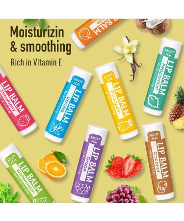 YesBes 32 Pack Lip Balm Natural Lip Balm Bulk with Vitamin E and Coconut Oil Moisturizing Lip Balms for Dry Cracked Lips Lip Balms for Valentines Gifts Stocking Stuffers - 8 Flavors - Buy Online on GoSupps.com