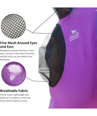 Harrison Howard Horse Fly Mask | Super Comfortable Elastic | UV Protection | Amethyst Full Size L (Large) - Buy Online on GoSupps.com