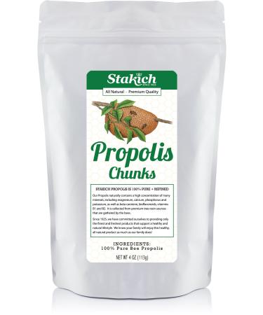 Stakich Bee Propolis Chunks - Pure Natural - 4 Ounce 4 Ounce (Pack of 1)