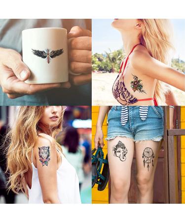 Hotoyannia 62 Sheets Black Large-Size Temporary Tattoos Stickers for Women Men and Girl - 10 Realistic and Long-Lasting Halloween Tattoos with Scary Wolf Lion Tiger Skeleton Skul - Buy Online on GoSupps.com
