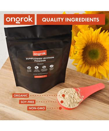 ONGROK Sunflower Lecithin Powder 100g - Vegan & Non-GMO Edible Binding Agent - Buy Online on GoSupps.com