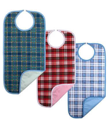 Adult Bib Clothing Protector,(3 Pack,18"x30")Washable and Reusable Bibs Clothing Protectors for Elderly, Seniors,Large Extra Long