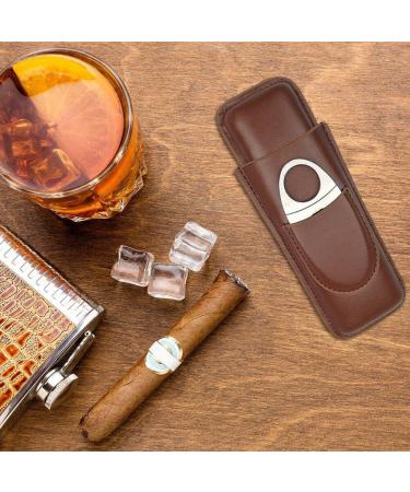 Portable Cigar Case Leather Cigar Holder Case with Cutter Humidor Travel Box Portable Cigar Accessory - Buy Online on GoSupps.com