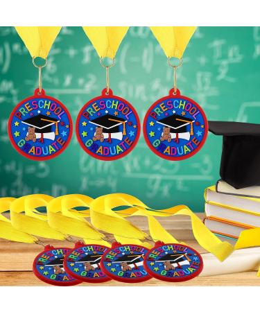 24 Pcs Kindergarten Preschool Graduation Medals with Yellow Neck Ribbon - 2 Inch | Kids Graduating Award Medals for Students Party Favors - Buy Online on GoSupps.com