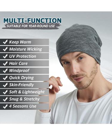 EINSKEY Slouchy Beanie 2-Pack - Black & Grey - Thin & Lightweight Skull Cap for Men & Women - Buy Online on GoSupps.com