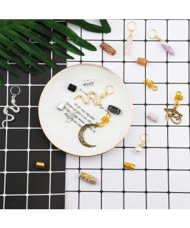 Messen 121Pcs Dreadlocks Jewelry Crystal Loc Adornment Set - Hair Accessories with Wood Beads, Hair Cuffs, Rings, and Pendants for Braids - Gold Finish - Buy Online on GoSupps.com