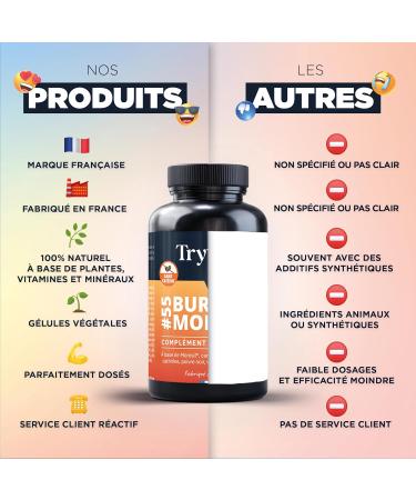 TRYVITE BURN&MOROSIL | Bruleur de Graisse Puissant | Coupe Faim Puissant et Efficace | Morosil Perte de Poids Rapide et Efficace | Minceur Homme & Femme | SANS CAFEINE 90 g lules | Fabriqu en France - Buy Online on GoSupps.com