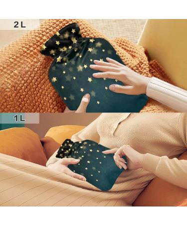 Golden Stars Hot Water Bottle with Cover | 1L Small Pain Relief Bag | BPA Free | Hot & Cold Therapy for Back Pain - Buy Online on GoSupps.com