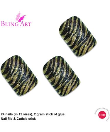 False Nails French Manicure Gold Camouflage 24 Full Cover Medium Tips UK - Buy Online on GoSupps.com