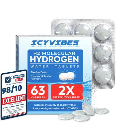 Premium Mineral Hydrogen Water Tablets 63 Count Molecular H2 Tablets (12 PPM) for Drinking Water with Magnesium
