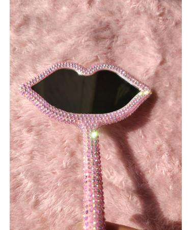 Sparkling Lip-Shaped Handheld Mirror Diamond Painting - Glitter Rhinestones Mirror - Bling Gift for Girlfriends, Wife, Mom - Pink DIY - Buy Online on GoSupps.com