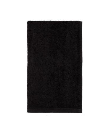 GEORGIABAGS Set of 3 Terry Velour Fingertip Hand Towels, 100% Cotton, 11"x18", Hemmed Ends, Sport Towel Terry (Black)