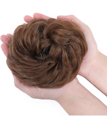 Thick Messy Curly Hair Bun Extension Scrunchie - Synthetic Updo Hairpiece for Women/Girls, Light Brown/Light Brown - 45g - Buy Online on GoSupps.com