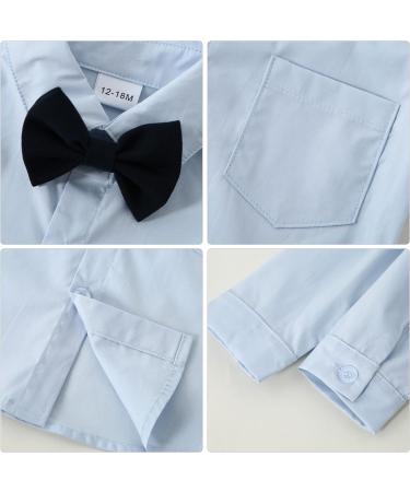 ZOEREA Baby Boy Gentleman Clothes Set - 3-4 Years Blue | Wedding Tuxedo Outfit | Formal Shirt, Suspender Pants, Vest, Bowtie & Boutonniere - Buy Online on GoSupps.com
