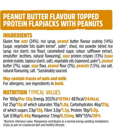 TREK High Protein Flapjack Peanut Butter - Gluten Free - Plant Based - Vegan Snack - 50g x 36 bars - Buy Online on GoSupps.com