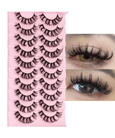 DSLONG 10 Pairs Cluster Lashes D Curl Russian Strip Lashes Fluffy False Eyelashes Individual Natural Wispy Lashes DIY Eyelashes Extension At Home (D01) - Buy Online on GoSupps.com