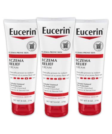 Eucerin Eczema Relief Cream - Full Body Lotion for Eczema-Prone Skin - 8 Ounce (Pack of 3)