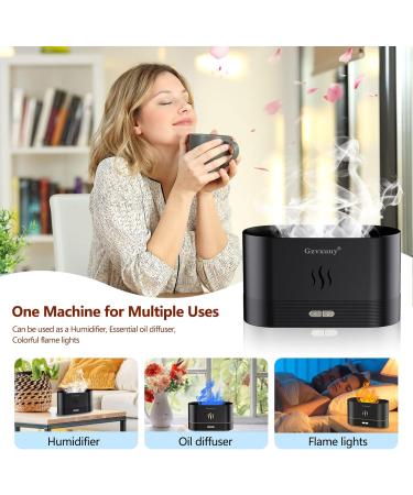 Flames Aroma Diffuser - 7-Color Light Essential Oil Humidifier for Home Office Yoga & Kids - Automatic Switch-Off (Black) - Buy Online on GoSupps.com