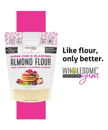 Wholesome Yum Premium Almond Flour (16 oz) - Gluten Free, Non GMO, Keto Friendly - Fine Ground Blanched Almond Flour Substitute for Low Carb Baking - Buy Online on GoSupps.com