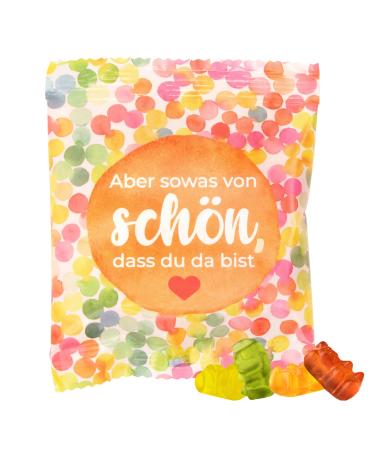 25x cute guest gifts: filled with real trolli gummy bears with 10% fruit juice 10g colorful bag with lettering but so nice that you are there " perfect souvenir but so nice that you are there bears - Buy Online on GoSupps.com