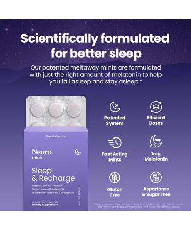Neuro Rest & Relaxation Set 1mg Melatonin Meltaway Mints (72 Pieces) + Extended Supply Melatonin Tablets (144 Pieces) Sugar Free Fast-Dissolving Nighttime Aid with Chamomile Lemon Balm & Elderber - Buy Online on GoSupps.com