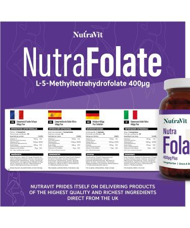 NUTRAFOLATE Plus 400mcg Folic Acid Tablets | Pregnancy & Pre-Pregnancy Vitamin with Vitamins D, C, B12 | Vegetarian | NutraVit - Buy Online on GoSupps.com