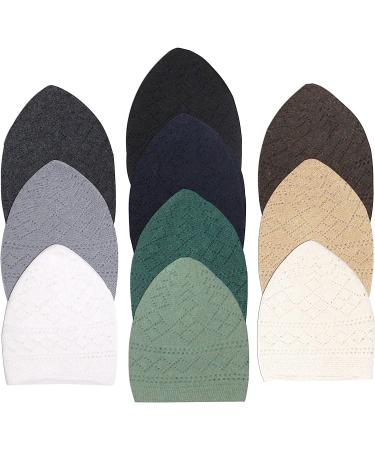Kapobia Kufi Hats for Men - Breathable Muslim Skull Beanie - Handcrafted Taqiyah - Mixed Colors (10 Pieces) - Buy Online on GoSupps.com