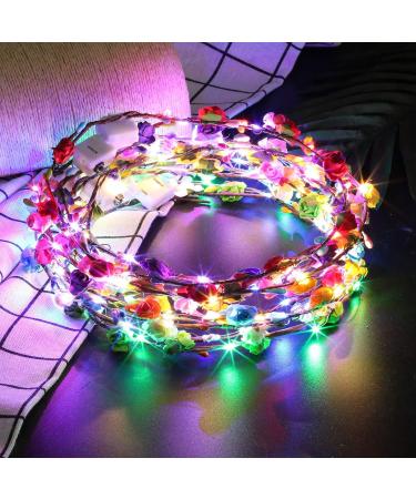 LED Flower Crown 12Pcs - Light Up Headband for Holiday, Wedding, Glow Party - 10 LED Flowers - Women's Headdress for Christmas, Halloween - Luminous Hair Bands - Decorative Accessories - Buy Online on GoSupps.com