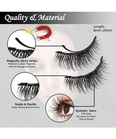 Magnetic Eyelashes with Eyeliner Kit - 10 Pairs Waterproof Easy Wear No Glue | Natural Look Applicator Tool - Buy Online on GoSupps.com