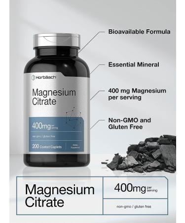 Horbaach Magnesium Citrate Caplets - Vegetarian, Non-GMO & Gluten-Free Supplement - Buy Online on GoSupps.com