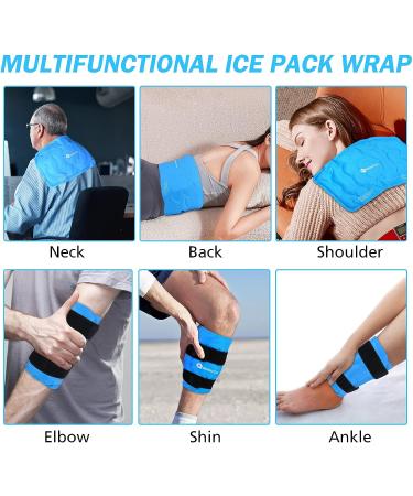 RelaxCoo XXL Knee Ice Pack - Reusable Gel Wrap for Knee Pain Relief & Swelling - Ideal for Knee Surgery & Sports Injuries - Blue - Buy Online on GoSupps.com