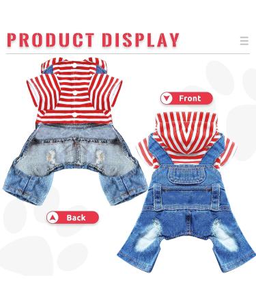 Doggystyle Small Dog Hoodie Denim Jumpsuit for Small Medium Dogs Cats - Red XL - Buy Online on GoSupps.com