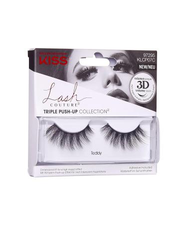 Kiss Lash Couture Triple Push Up Collection - 3D Volume Fake Eyelashes (Teddy) | Animal Test-Free Reusable Includes Black Eyelash Glue | International Shipping Available - Buy Online on GoSupps.com