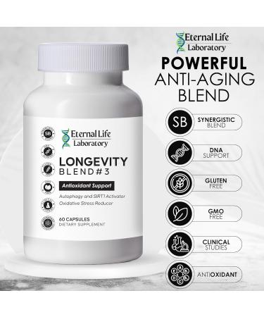 Longevity Blend #3 - Antioxidant Support Supplement with Resveratrol Fisetin & Pterostilbene | AMPK Activator & Anti-Aging Formula | 30 Capsules - Buy Online on GoSupps.com