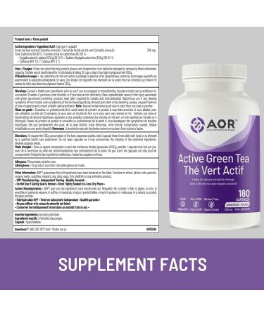 AOR - Active Green Tea 180 Capsules - Helps to Reduce Oxidative Damage - Green Tea Catechins Help Protect Plasma and Lipoproteins from Oxidative Damage by Increasing Blood Antioxidant Capacity - Buy Online on GoSupps.com