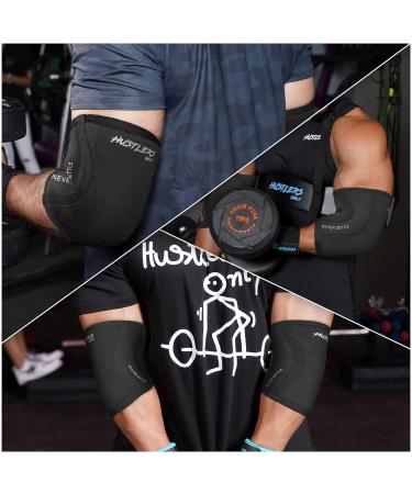 Hustlers Only 5mm Neoprene Compression Elbow Sleeves - Instant Pain Relief & Support for Gym Training (S Black) - Buy Online on GoSupps.com