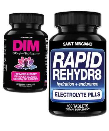 Saint Mingiano Rapid Rehydr8 Electrolyte Tablets 100 Capsules - with - DIM Supplement 300 mg 60 Capsules