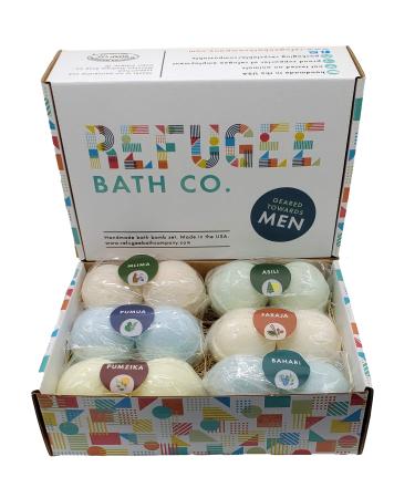 Refugee Bath Co. Mens Variety Bath Bombs 2.5 oz Each Cocoa Butter and Plant Based Ingredients Vegan Support Refugee Employment in The USA Made in The USA Men's Variety Pack