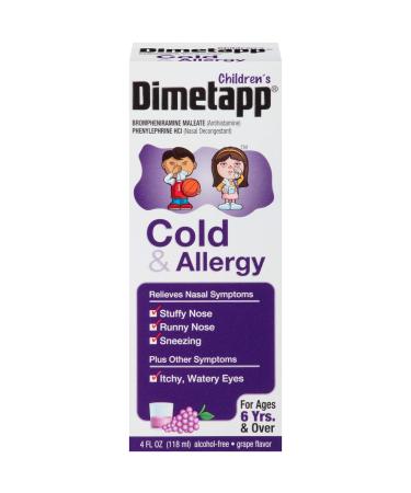 Dimetapp Children's Cold & Allergy Antihistamine & Decongestant Grape Flavor Purple 24 Fl Oz Pack of 6