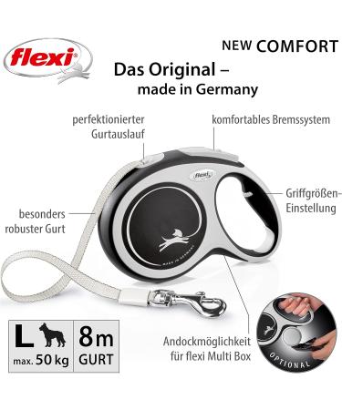 Flexi Retractable Comfort Band - 8m Cable 50kg Capacity Black - Large Single for International Shipping - Buy Online on GoSupps.com